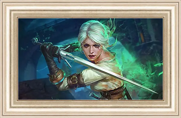 Картина в раме - The Witcher (Ведьмак), Цирилла в боевой стойке Картина в раме - The Witcher (Ведьмак), Цирилла в боевой стойке