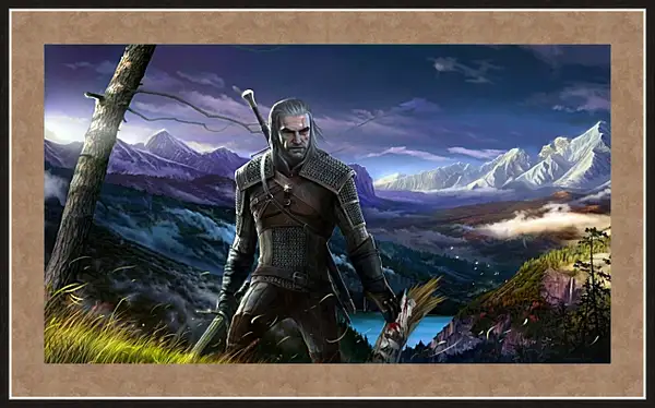 Картина в раме - The Witcher (Ведьмак), Геральт с трофеем в руках Картина в раме - The Witcher (Ведьмак), Геральт с трофеем в руках