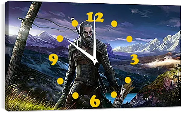 Часы картина - The Witcher (Ведьмак), Геральт с трофеем в руках Часы картина - The Witcher (Ведьмак), Геральт с трофеем в руках