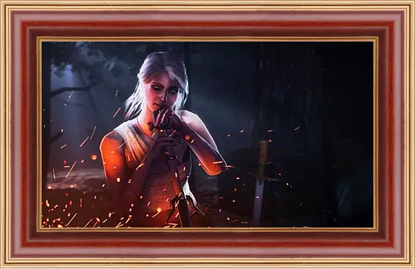 Картина в раме - The Witcher (Ведьмак), Цири у костра Картина в раме - The Witcher (Ведьмак), Цири у костра