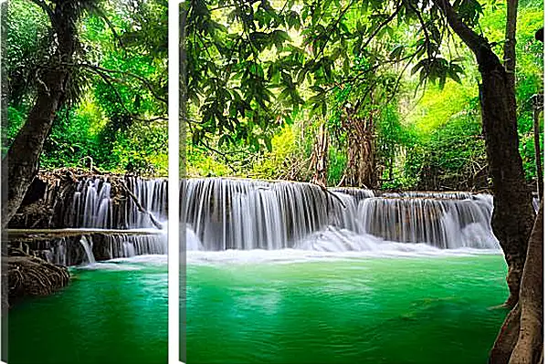 Модульная картина - Водопад в лесу Модульная картина - Водопад в лесу