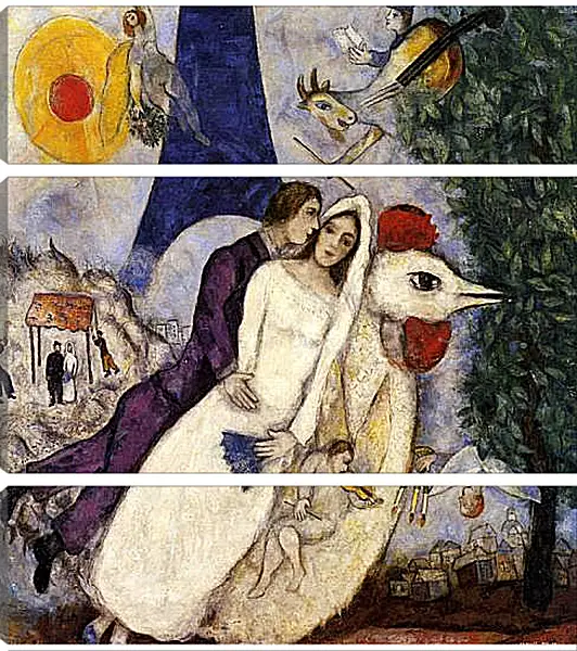 Модульная картина - Les Maries de la tour Eiffel Huile sur Toile. (Обручение и Эйфелева башня) Марк Шагал Модульная картина - Les Maries de la tour Eiffel Huile sur Toile. (Обручение и Эйфелева башня) Марк Шагал