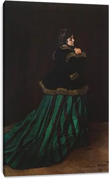Постер на подрамнике - The Woman in the Green Dress. Клод Моне Постер на подрамнике - The Woman in the Green Dress. Клод Моне