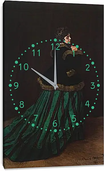 Часы картина - The Woman in the Green Dress. Клод Моне Часы картина - The Woman in the Green Dress. Клод Моне