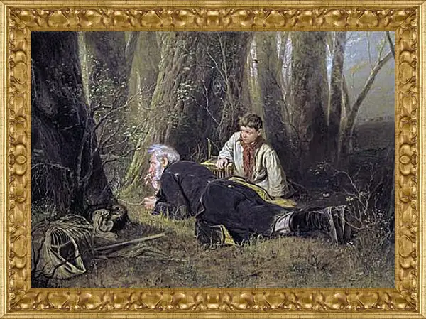 Картина в раме - Птицелов. Перов Василий Картина в раме - Птицелов. Перов Василий