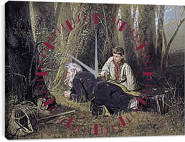 Часы картина - Птицелов. Перов Василий Часы картина - Птицелов. Перов Василий