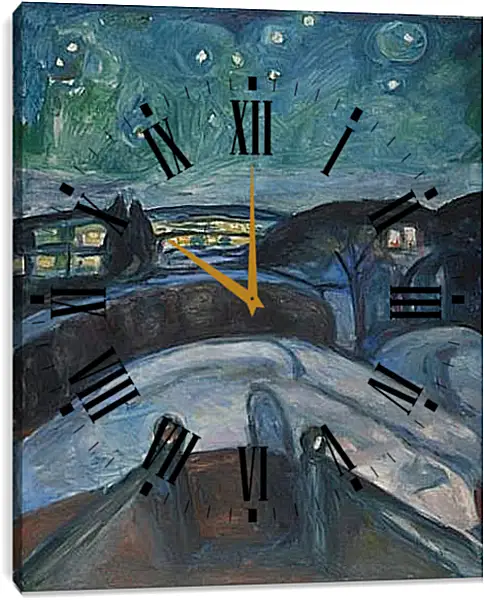 Часы картина - Starry Night. Эдвард Мун Часы картина - Starry Night. Эдвард Мун