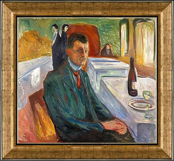 Картина в раме - Self-Portrait with a Bottle of Wine. Эдвард Мун Картина в раме - Self-Portrait with a Bottle of Wine. Эдвард Мун