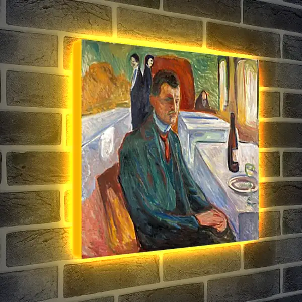 Лайтбокс световая панель - Self-Portrait with a Bottle of Wine. Эдвард Мун Лайтбокс световая панель - Self-Portrait with a Bottle of Wine. Эдвард Мун