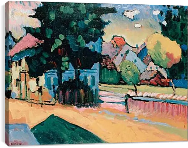 Постер на подрамнике - View of Murnau. Кандинский Василий Постер на подрамнике - View of Murnau. Кандинский Василий