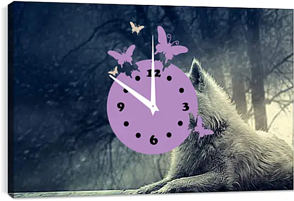 Часы картина - wolf - волк Часы картина - wolf - волк