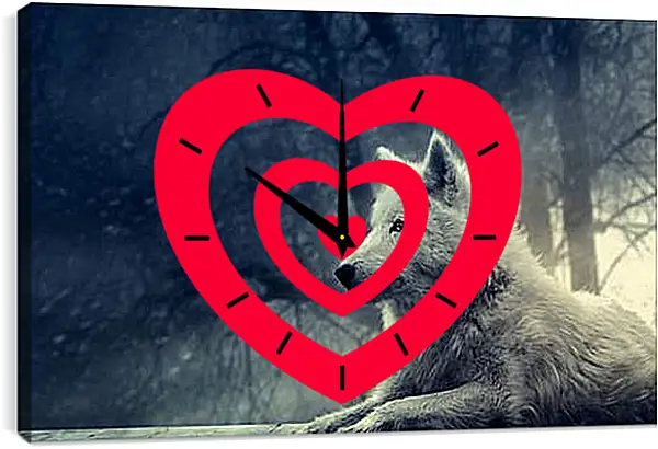 Часы картина - wolf - волк Часы картина - wolf - волк