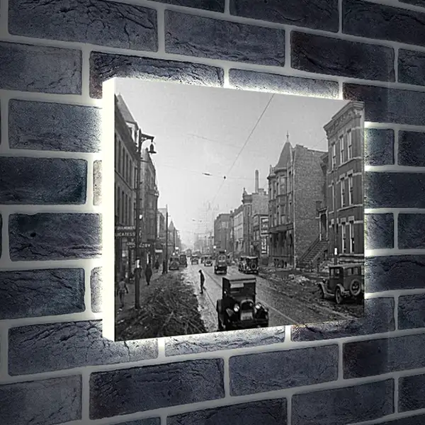 Лайтбокс световая панель - Gangsters hideout across from slaying scene in Chicago, Illinois. This is a view of the 2100 block of North Clark Street, Chicago. The building on th - Чикаго, штат Иллинойс
Лайтбокс световая панель - Gangsters hideout across from slaying scene in Chicago, Illinois. This is a view of the 2100 block of North Clark Street, Chicago. The building on th - Чикаго, штат Иллинойс