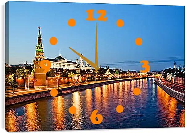 Часы картина - Москва река и Кремль Часы картина - Москва река и Кремль