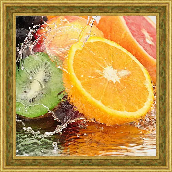 Картина в раме - Фрукты и вода Картина в раме - Фрукты и вода