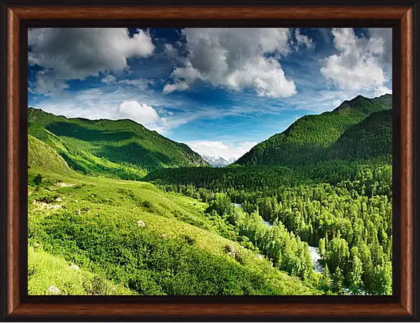 Картина в раме - Река в ущелье Картина в раме - Река в ущелье