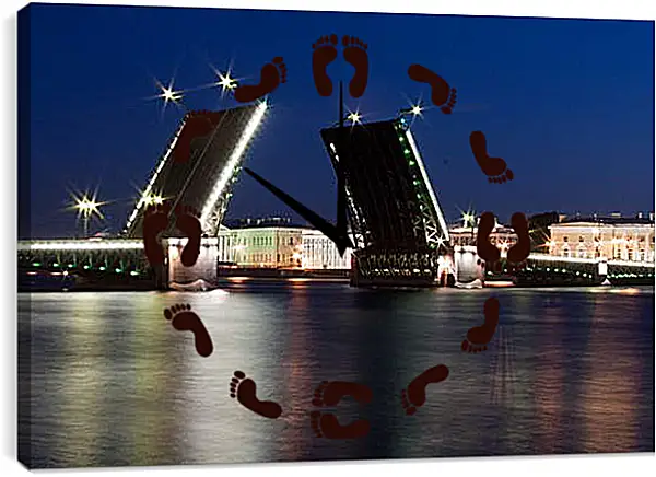 Часы картина - Разводные мосты Санкт-Петербурга Часы картина - Разводные мосты Санкт-Петербурга