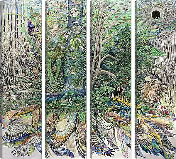 Модульная картина - Абстракция. Животные и птицы Модульная картина - Абстракция. Животные и птицы