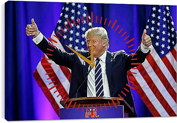 Часы картина - Дональд Трамп 45-й президент США Часы картина - Дональд Трамп 45-й президент США