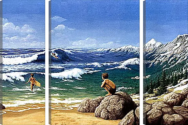 Модульная картина - Иллюзия. Горы из моря Модульная картина - Иллюзия. Горы из моря