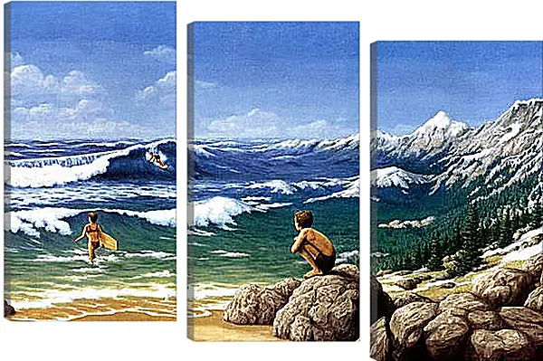 Модульная картина - Иллюзия. Горы из моря Модульная картина - Иллюзия. Горы из моря
