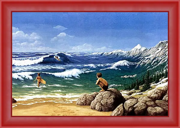 Картина в раме - Иллюзия. Горы из моря Картина в раме - Иллюзия. Горы из моря