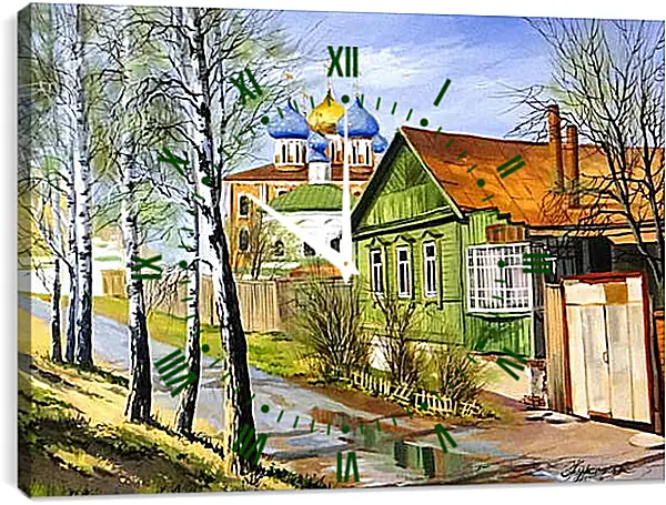 Часы картина - Деревня Часы картина - Деревня