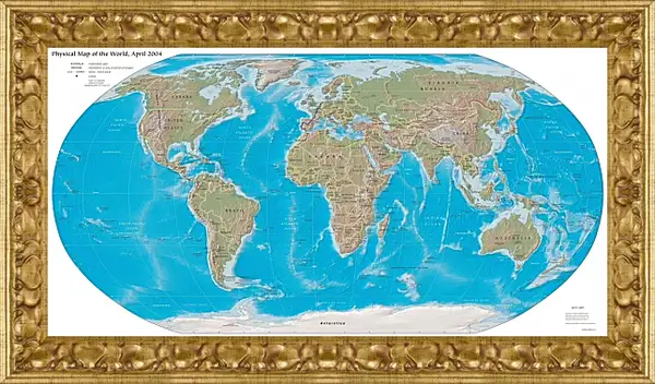 Картина в раме - Физическая карта мира, апрель 2004 Картина в раме - Физическая карта мира, апрель 2004