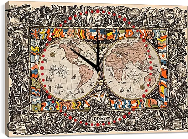 Часы картина - Историческая карта Часы картина - Историческая карта