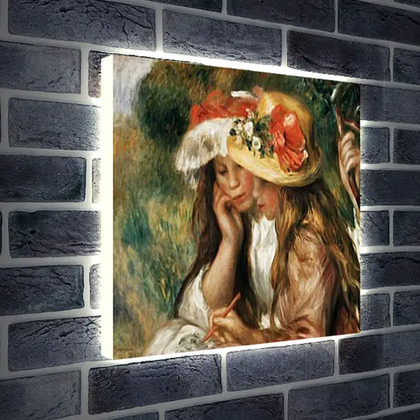 Лайтбокс световая панель - Two girls reading in a garden. Пьер Огюст Ренуар Лайтбокс световая панель - Two girls reading in a garden. Пьер Огюст Ренуар