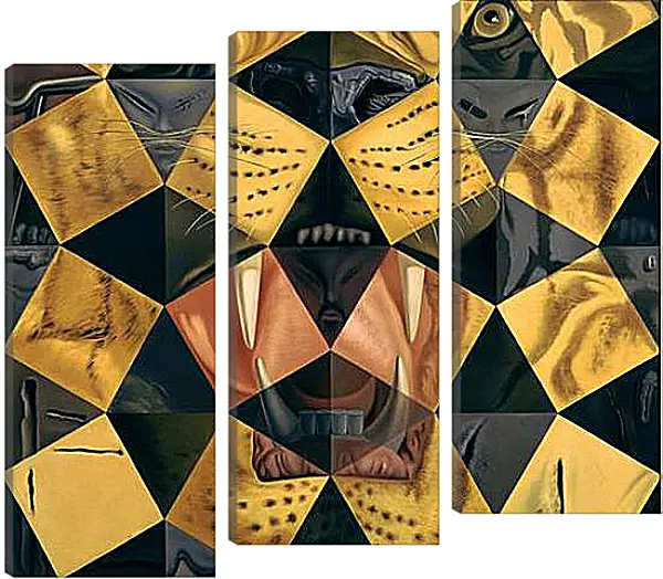 Модульная картина - Fifty Abstract Paintings, from Two Yards Change into Three Lenins Masquerading as Chinese, from Six Yards Appear as the Head of Royal Bengal Tiger. (Пятьдесят абстрактных картин, складывающихся на расстоянии два метра в три портрета Ленина в виде китайца, Модульная картина - Fifty Abstract Paintings, from Two Yards Change into Three Lenins Masquerading as Chinese, from Six Yards Appear as the Head of Royal Bengal Tiger. (Пятьдесят абстрактных картин, складывающихся на расстоянии два метра в три портрета Ленина в виде китайца,