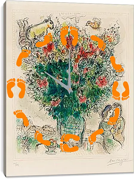 Часы картина - Bouquet multicolore Часы картина - Bouquet multicolore