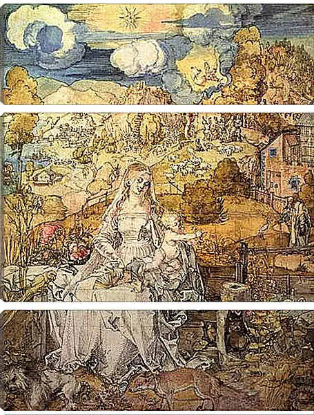 Модульная картина - Madonna with Animals. Богородица с Иисусом среди животных Альбрехт Дюрер Модульная картина - Madonna with Animals. Богородица с Иисусом среди животных Альбрехт Дюрер