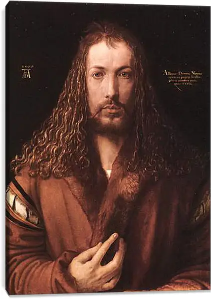Постер на подрамнике - Self-portrait by Albrecht. Автопортрет в одежде, отделанной мехом. Альбрехт Дюрер Постер на подрамнике - Self-portrait by Albrecht. Автопортрет в одежде, отделанной мехом. Альбрехт Дюрер