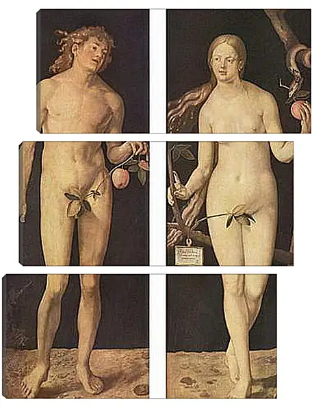 Модульная картина - Adam and Eve. Адам и Ева. Альбрехт Дюрер Модульная картина - Adam and Eve. Адам и Ева. Альбрехт Дюрер