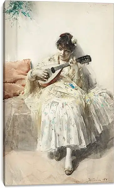 Постер на подрамнике - Mandolinspelerskan (Girl playing mandolin). Девушка играет на мандолине. Андерс Цорн Постер на подрамнике - Mandolinspelerskan (Girl playing mandolin). Девушка играет на мандолине. Андерс Цорн