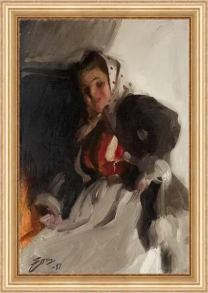 Картина в раме - By the fireplace. У камина. Андерс Цорн Картина в раме - By the fireplace. У камина. Андерс Цорн