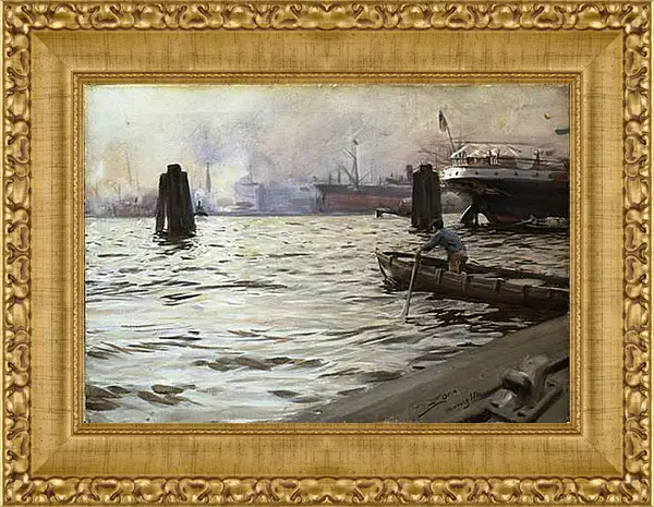 Картина в раме - Hamburg. Порт Гамбурга. Андерс Цорн Картина в раме - Hamburg. Порт Гамбурга. Андерс Цорн