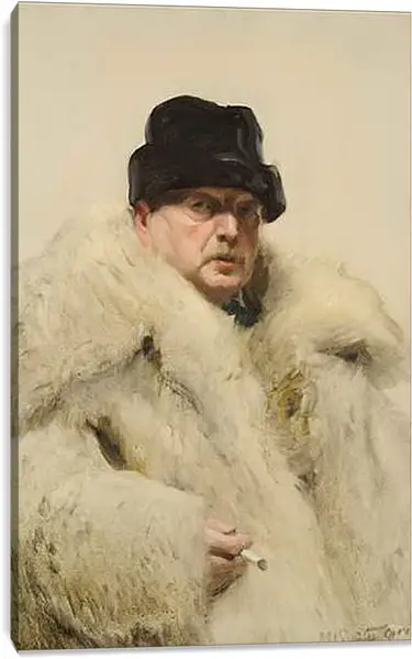 Постер на подрамнике - Self-portrait in a wolfskin. Автопортрет в волчьей шубе. Андерс Цорн Постер на подрамнике - Self-portrait in a wolfskin. Автопортрет в волчьей шубе. Андерс Цорн
