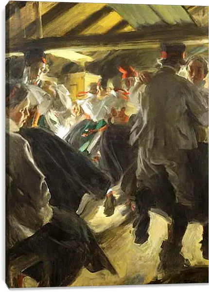 Постер на подрамнике - Dance in the Gopsmorkate. Танцы в Гопсморе. Андерс Цорн Постер на подрамнике - Dance in the Gopsmorkate. Танцы в Гопсморе. Андерс Цорн