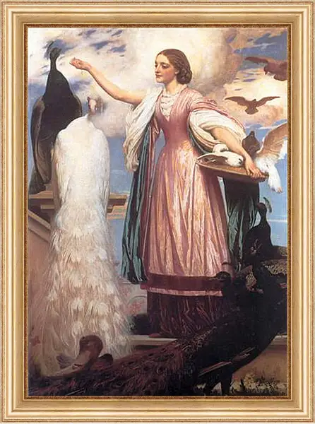 Картина в раме - A Girl Feeding Peacocks. Девушка, кормящая павлинов. Барон Фредерик Лейтон Картина в раме - A Girl Feeding Peacocks. Девушка, кормящая павлинов. Барон Фредерик Лейтон