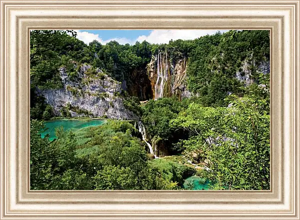 Картина в раме - Скалы и Плитвицкое озеро Картина в раме - Скалы и Плитвицкое озеро