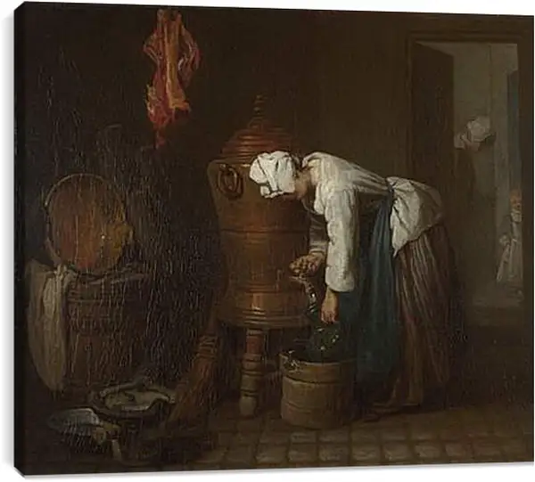 Постер на подрамнике - La Fontaine (The Water Cistern). Жан Батист Симеон Шарден Постер на подрамнике - La Fontaine (The Water Cistern). Жан Батист Симеон Шарден