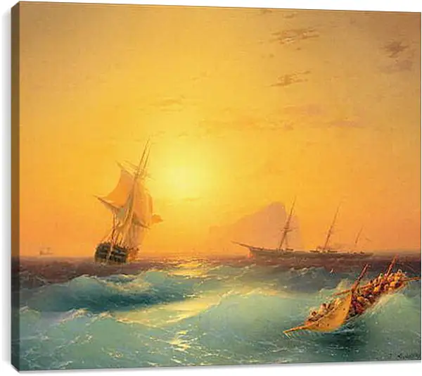Постер на подрамнике - American Shipping off the Rock of Gibraltar. Иван Айвазовский Постер на подрамнике - American Shipping off the Rock of Gibraltar. Иван Айвазовский