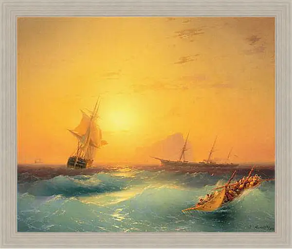 Картина в раме - American Shipping off the Rock of Gibraltar. Иван Айвазовский Картина в раме - American Shipping off the Rock of Gibraltar. Иван Айвазовский