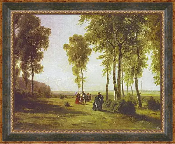 Картина в раме - Пейзаж с гуляющими. Иван Шишкин Картина в раме - Пейзаж с гуляющими. Иван Шишкин