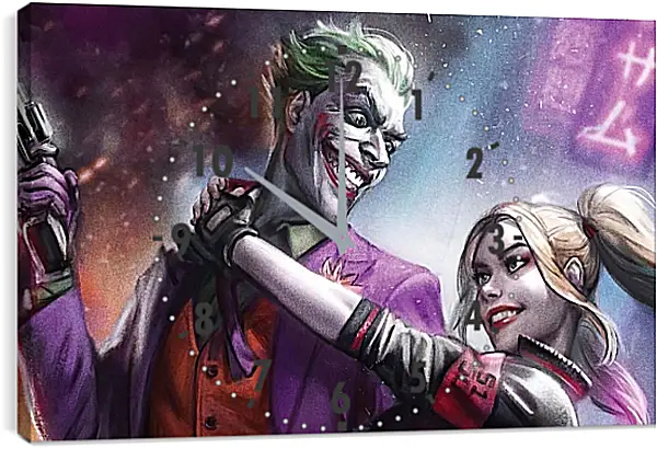 Часы картина - Харли Квинн (Harley Quinn) и Джокер (Joker) Часы картина - Харли Квинн (Harley Quinn) и Джокер (Joker)