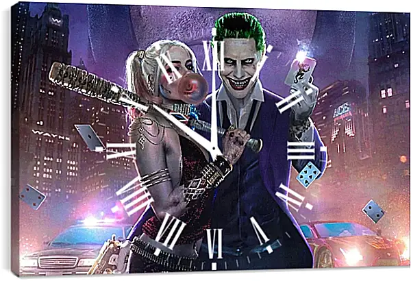 Часы картина - Харли Квинн (Harley Quinn) и Джокер (Joker) Часы картина - Харли Квинн (Harley Quinn) и Джокер (Joker)
