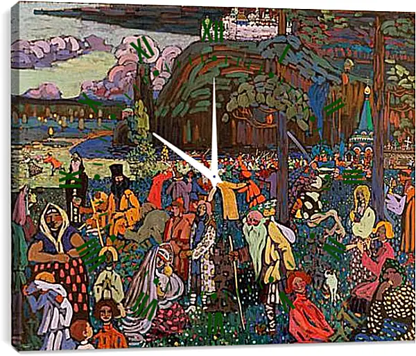 Часы картина - Пёстрая жизнь. Кандинский Василий Часы картина - Пёстрая жизнь. Кандинский Василий