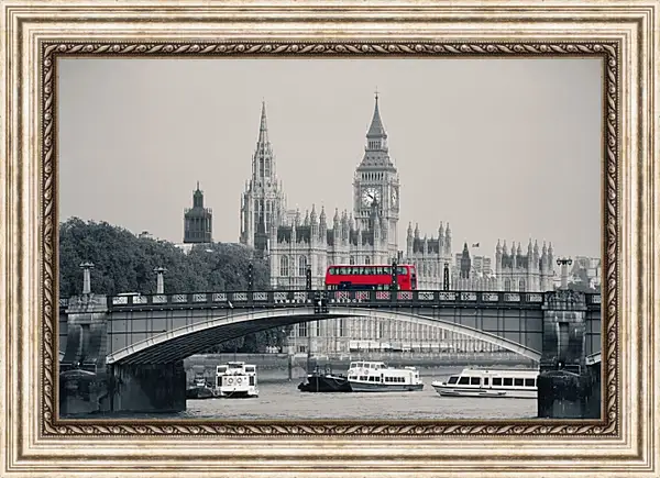 Картина в раме - Лондон. Красный автобус. Картина в раме - Лондон. Красный автобус.